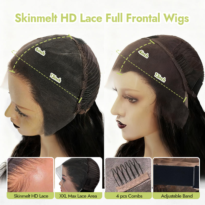 Loose Deep Wave 13x4 & 13x6 Full Frontal Wig with Skinmelt HD Lace & Natural Hairline
