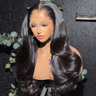 Jet Black Lagos M Hairline 13X6 Skinmelt HD Lace Front Wigs Body Wave Skinfit 3D Dome Cap