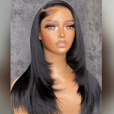 Straight Layered Cut 6x6 Skinmelt HD Lace Closure Wig Glueless Wear Go