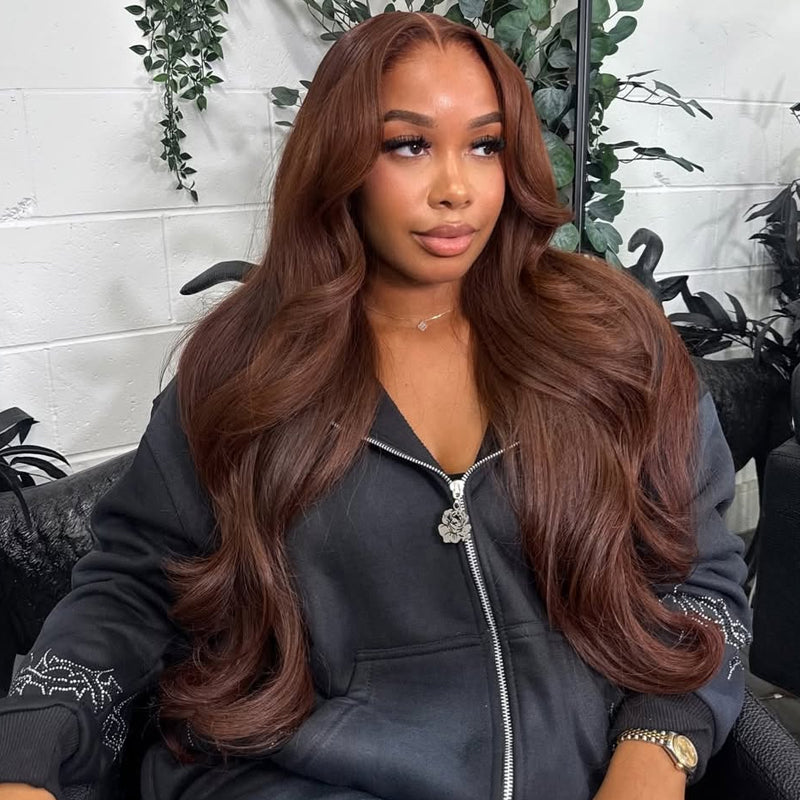 #4 Brown Skinmelt HD Lace Closure Wig 5x5 Glueless Wear Go Wig Body Wave