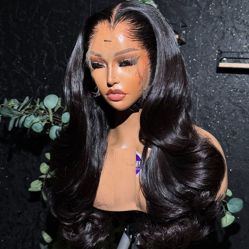 Jet Black Lagos M Hairline 13X6 Skinmelt HD Lace Front Wigs Body Wave Skinfit 3D Dome Cap