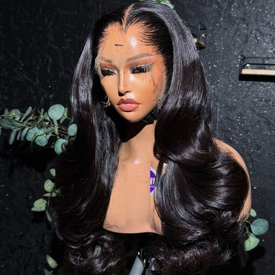 Jet Black Lagos M Hairline 13X6 Skinmelt HD Lace Front Wigs Body Wave Skinfit 3D Dome Cap