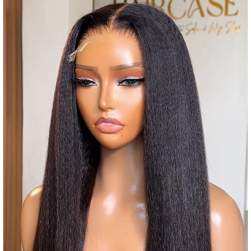 Kinky Straight Skinmelt HD Lace Closure Wig 5x5 Glueless Wear Go Wig