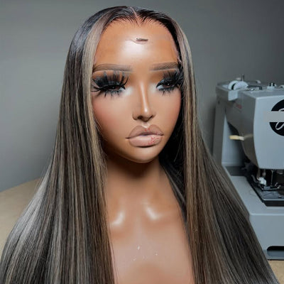 Ash Blonde Highlight Glueless Wear Go 5x5 Skinmelt HD Lace Closure Wig Straight