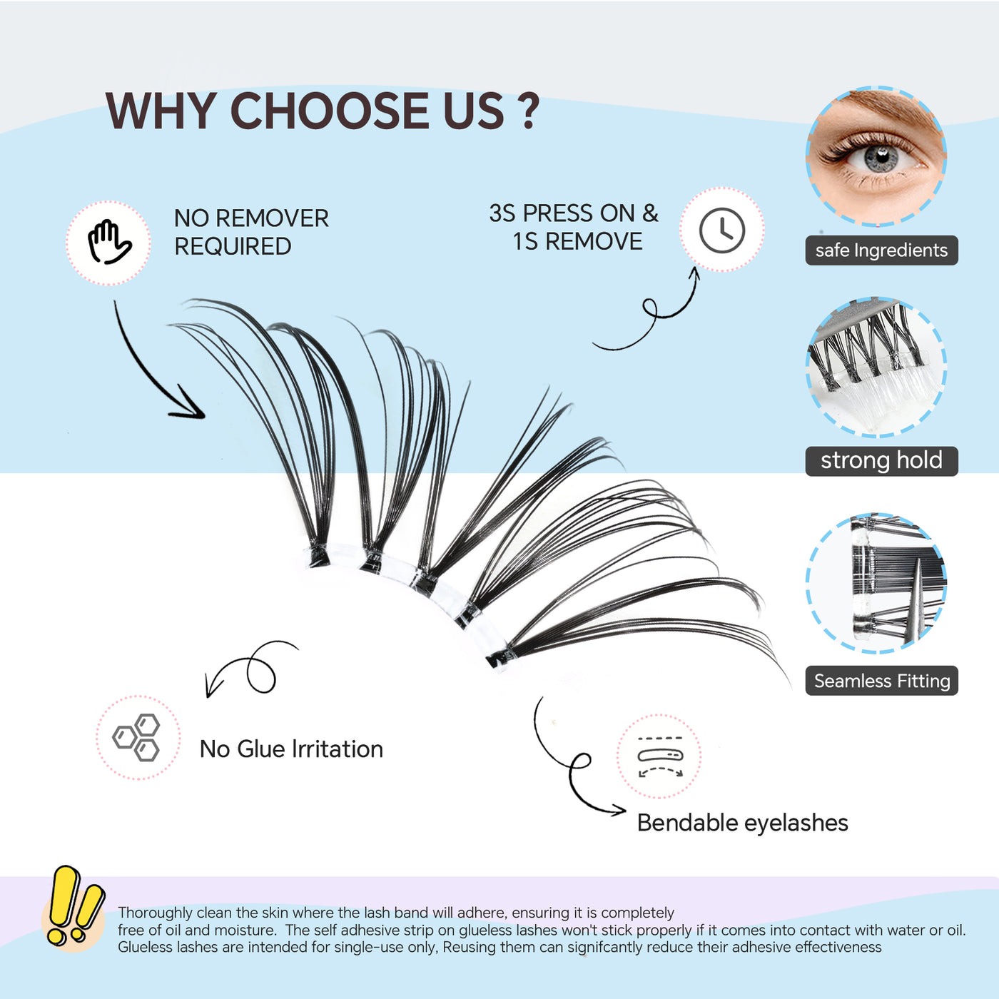 XRSBEAUTY New Stemless Glue-Free Artificial Eyelashes Kit – False Eyelashes
