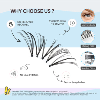 XRSBEAUTY New Stemless Glue-Free Artificial Eyelashes Kit – False Eyelashes
