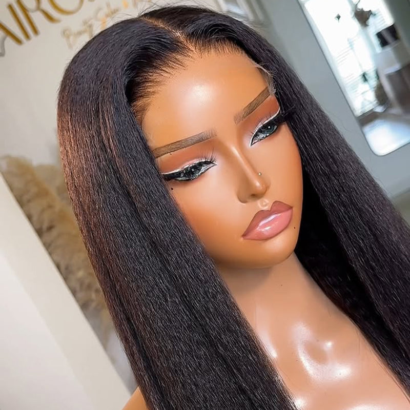 Kinky Straight Skinmelt HD Lace Closure Wig 5x5 Glueless Wear Go Wig
