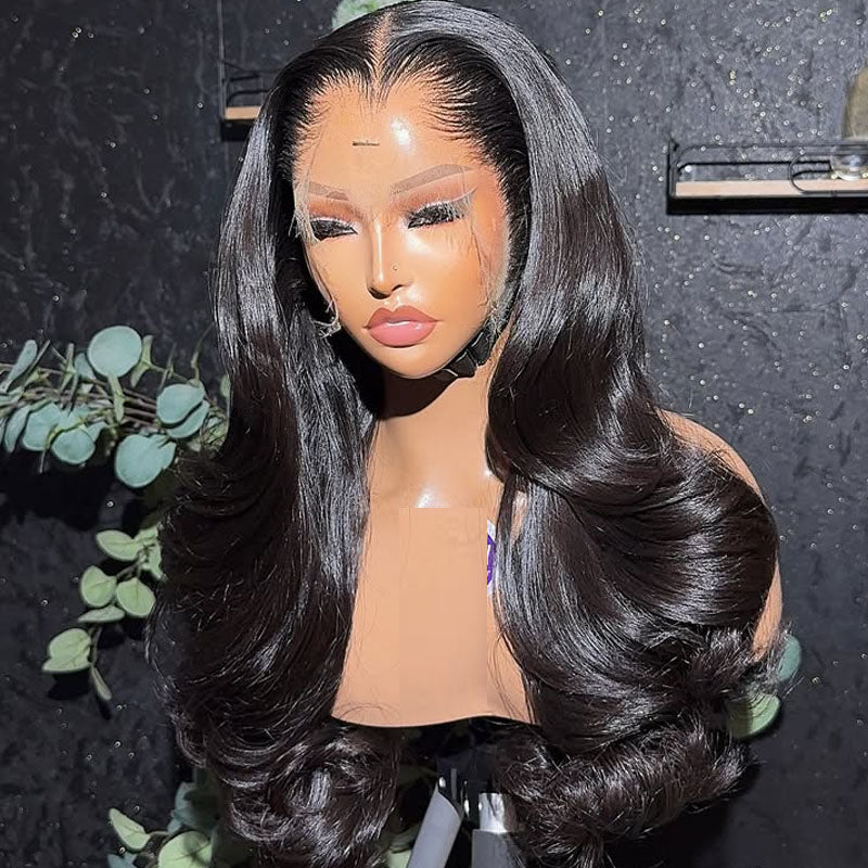 Jet Black Lagos M Hairline 13X6 Skinmelt HD Lace Front Wigs Body Wave Skinfit 3D Dome Cap