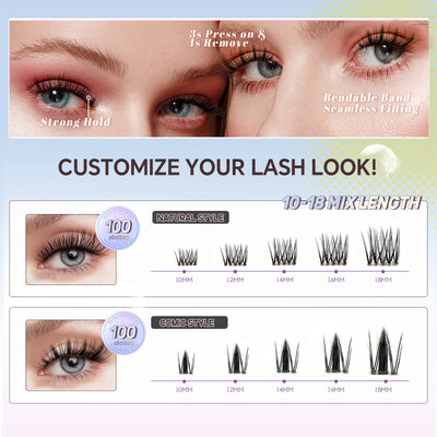XRSBEAUTY New Stemless Glue-Free Artificial Eyelashes Kit – False Eyelashes