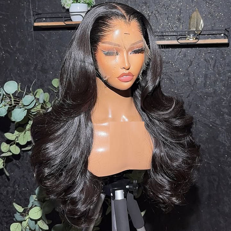 Jet Black Lagos M Hairline 13X6 Skinmelt HD Lace Front Wigs Body Wave Skinfit 3D Dome Cap
