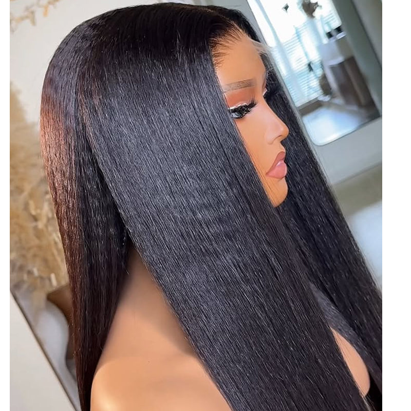 Kinky Straight Skinmelt HD Lace Closure Wig 5x5 Glueless Wear Go Wig