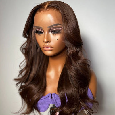 Skinfit 3D Dome Cap 13X6 Skinmelt HD Lace Front Wigs Body Wave #4 Dark Brown Color