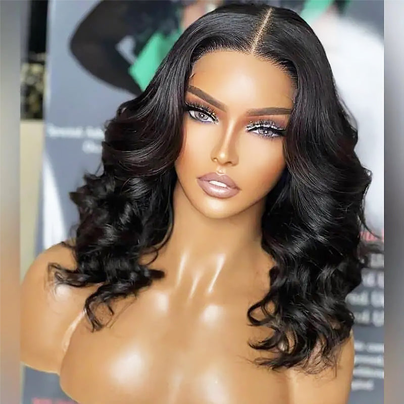 5x5 Skinlike HD Lace Closure Wig Bob Wavy Hair Natural-Pre-Plucked Hairline [BOB56]