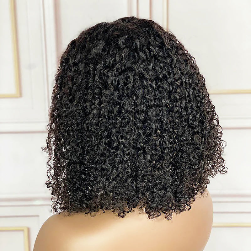 5x5 Skinlike HD Lace Closure Wig Bob Kinky Curly Hair Natural-Pre-Plucked Hairline [BOB60]