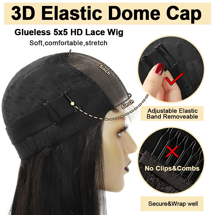 Body Wave Glueless Wear & Go 5x5 Clear HD Lace Closure Wig Invisible