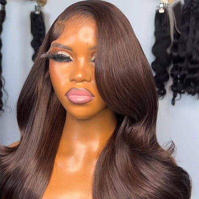 #4 Brown Skinmelt HD Lace Closure Wig 5x5 Glueless Wear Go Wig Body Wave