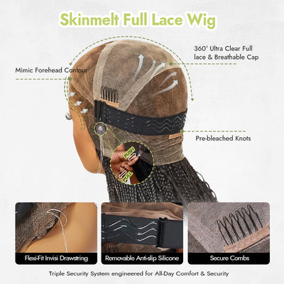 SkinMelt HD Lace Full Lace Braided Bob Wig Light Weight Invisi Strap [BBW02]
