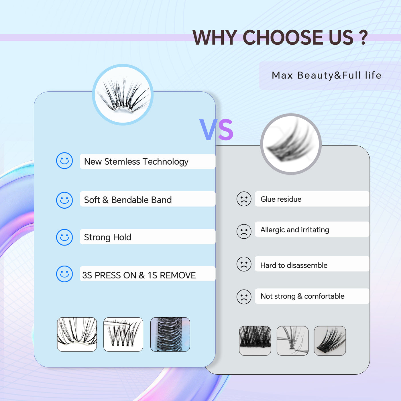 XRSBEAUTY New Stemless Glue-Free Artificial Eyelashes Kit – False Eyelashes