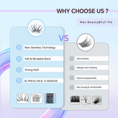 XRSBEAUTY New Stemless Glue-Free Artificial Eyelashes Kit – False Eyelashes