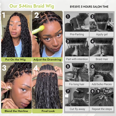 SkinMelt HD Lace Full Lace Braided Bob Wig Light Weight Invisi Strap [BBW02]