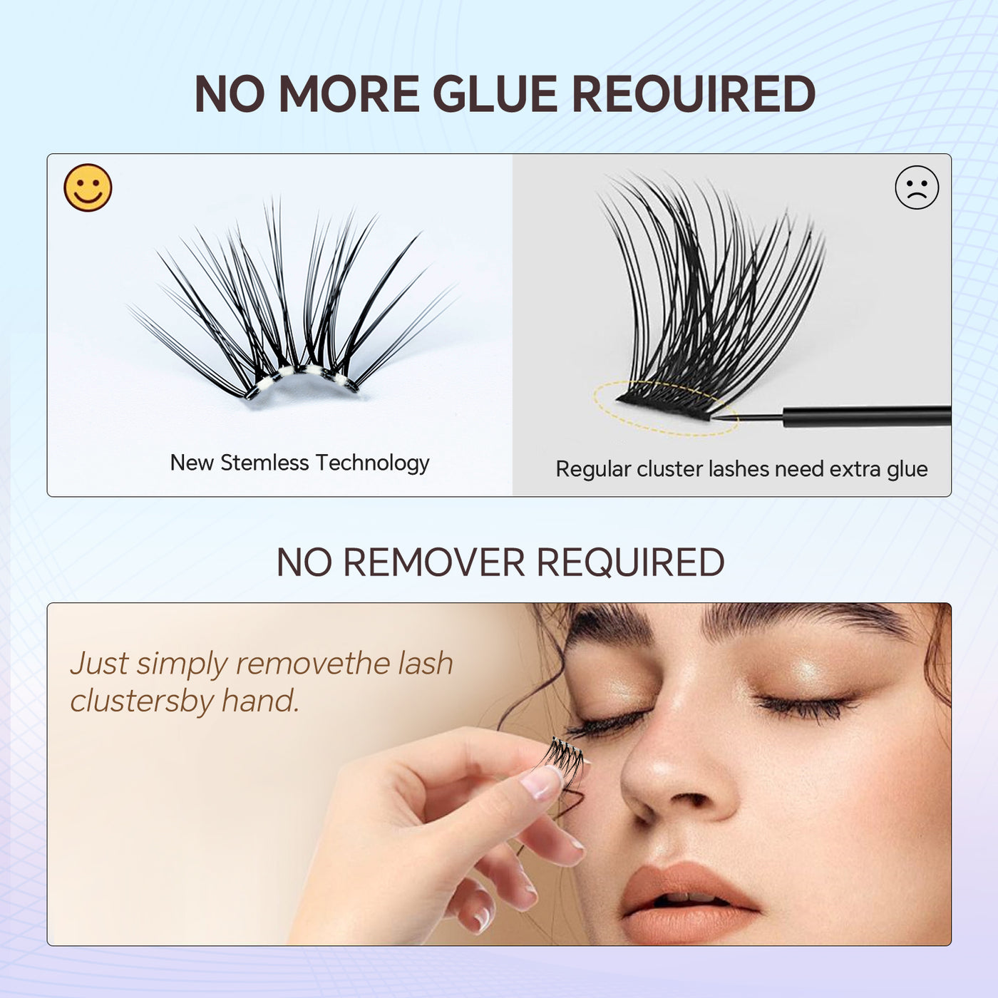 XRSBEAUTY New Stemless Glue-Free Artificial Eyelashes Kit – False Eyelashes