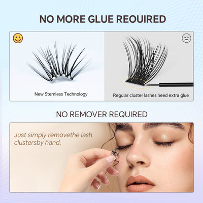 XRSBEAUTY New Stemless Glue-Free Artificial Eyelashes Kit – False Eyelashes
