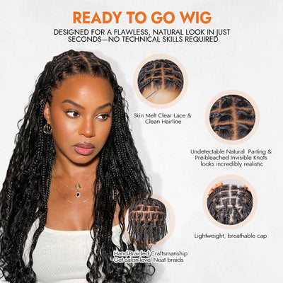 SkinMelt HD Lace Full Lace Knotless Boho Curls Braided Wig Light Weight Invisi Strap