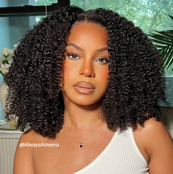 Real Human Hair HD Full Lace Wig Kinky Curly Clean Hairline Knots [FLW06]