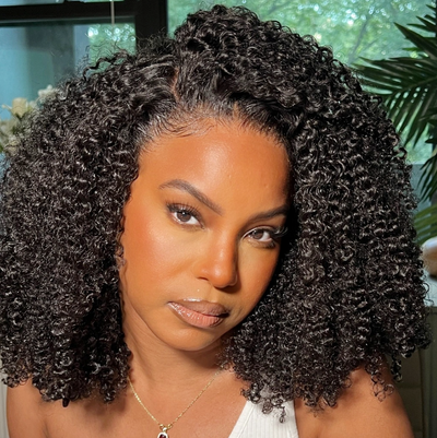 Real Human Hair HD Full Lace Wig Kinky Curly Clean Hairline Knots [FLW06]