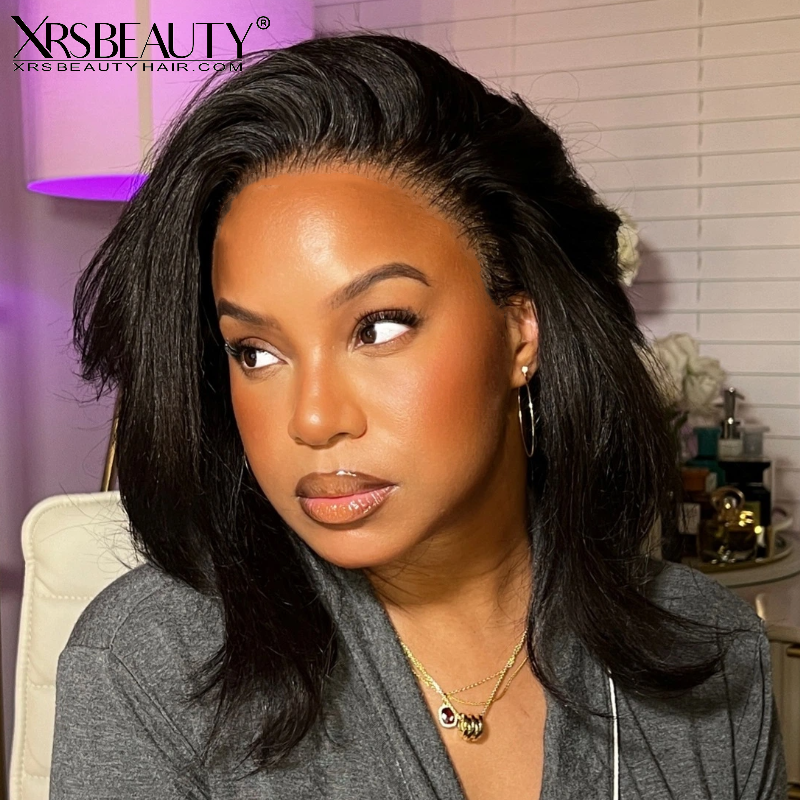 Real Human Hair HD Full Lace Wig Kinky Straight Clean Hairline Knots [FLW07]