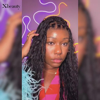 SkinMelt Braided Wig Boho Curls Knotless HD Lace Full Lace Braided Wig Light Weight Invisi Strap [BBW01]