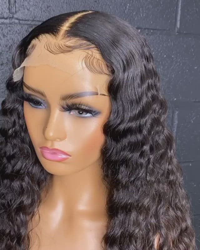 Natural Black Curly Human Hair 13x5 Lace Front Wig Pre Plucked Hairline With baby Hair [LFW26]