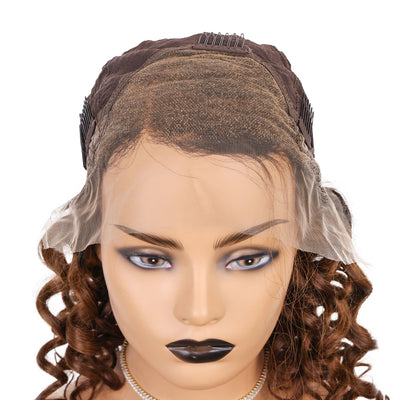 Ombre Brown With Dark Roots Loose Wave 13x4 Front Lace Wig 1b4 Pre Plucked With [CXW38]