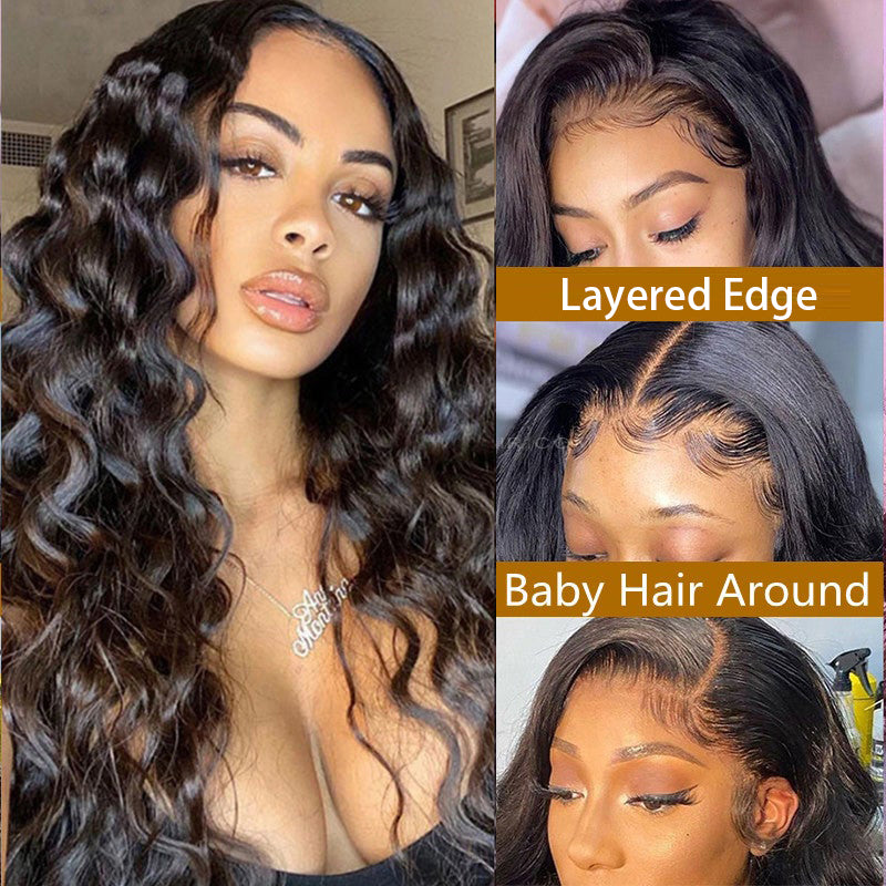 Loose Wave Wig Undetectable Layered Edge With Baby Hair 13x5 Unprocessed Natural Black Human Hair [LFW03]