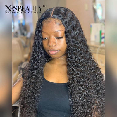 13x5 clean hairline water wave lace frontal wig human hair 180 density