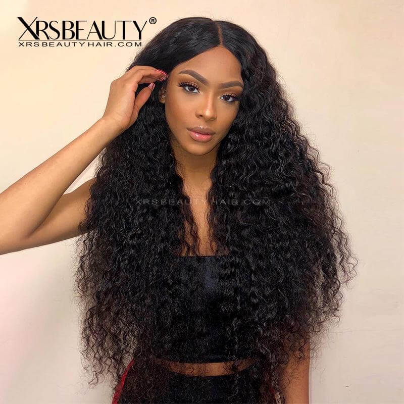 13x5 clean hairline water wave lace frontal wig human hair 200 density