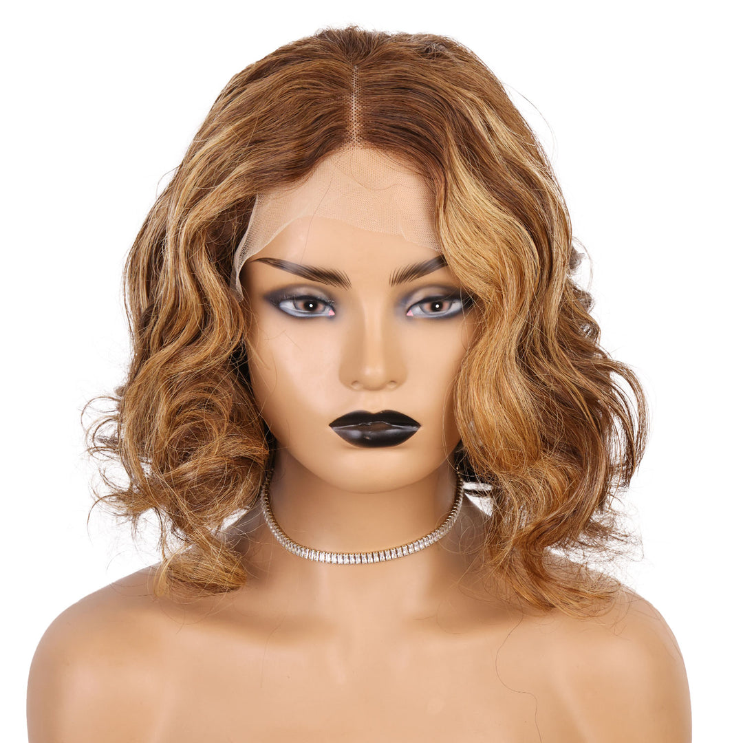 Cinnamon Brown 13x4 Front Lace 12 Inch Wavy Bob Wig [CXW39