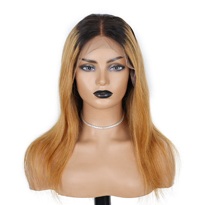 180 Density Ombre Honey Blonde 13x4 Front Lace Straight Human Hair Wig With Baby Hair [CXW05]