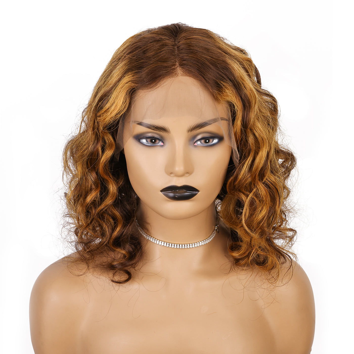 2/30 Highlight Ombre Brown 150% Density Loose Wave 13x4 Lace Front Wigs Pre Plucked Bleached Knots [CXW26]