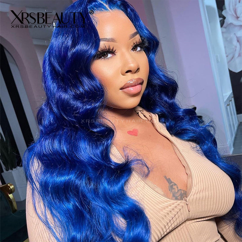 Blue Lace Front Wig Body Wave Virgin Human Hair Pre plucked Natural Hairline [CFW51]