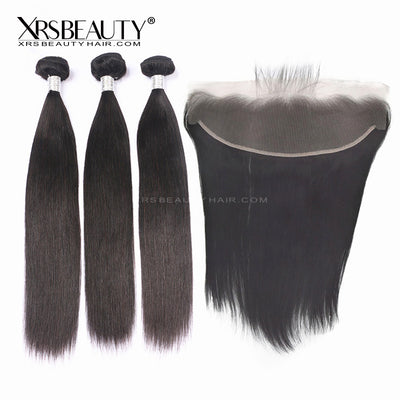 3 Straight Human Hair Bundles with 13x4 Lace Frontal [FW03]