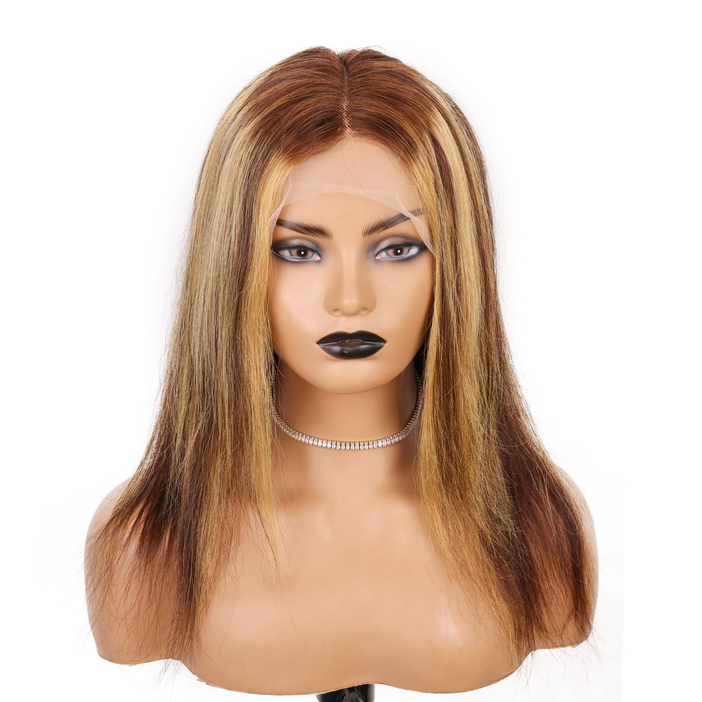 2/27 Blonde Highlight Hair Mixed Color Piano 13x4 Lace Front Wig Silky Straight Style Pre Plucked With [CXW37]