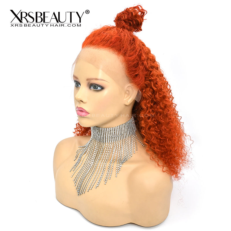 Ginger Orange Deep Curly Lace Human Hair Wig Pre Plucked Natural Hairline [CFW18]