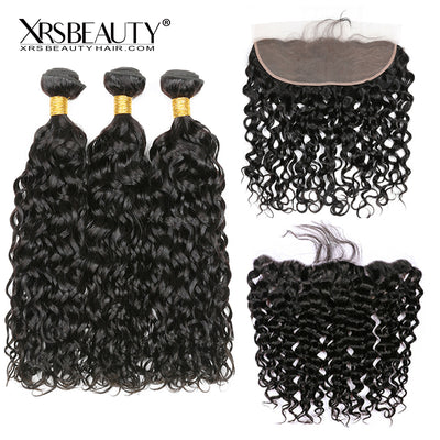 13x4 Water Wave Lace Frontal with 3 Bundles Human Hair [FW01]
