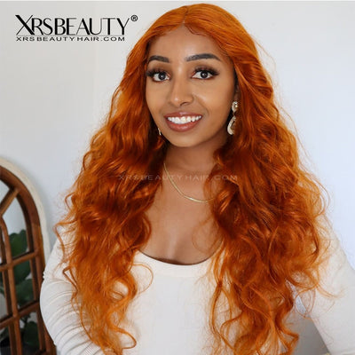 Ginger Orange Lace Front Wig Body Wave Virgin Human Hair Transparent Lace Natural Hairline [CFW21]
