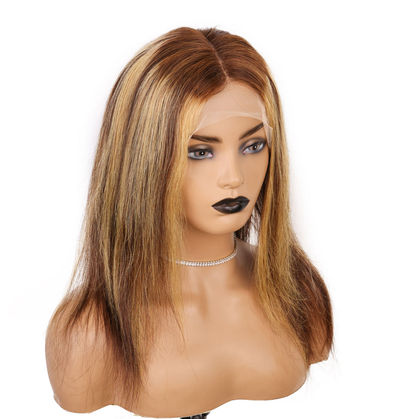 2/27 Blonde Highlight Hair Mixed Color Piano 13x4 Lace Front Wig Silky Straight Style Pre Plucked With [CXW37]