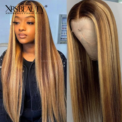 #2/27 Blonde Piano Highlight Hair Silky Straight Lace Front Wig  [CFW25]