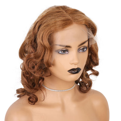 Loose Wave Middle Part Chestnut Brown with 13x4 Lace Front Wig Natural Hairline Pre Plucked With 150 Density [CXW32]