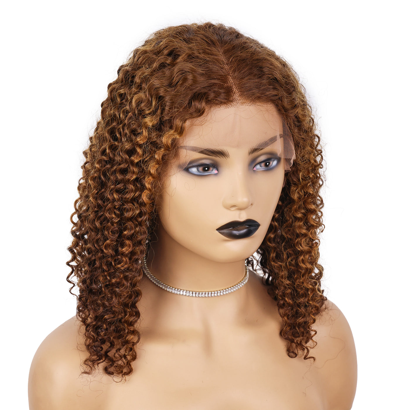 Ombre Curly Bob Highlight Mix Color 13x4 lace front Pre Plucked Hairline Wigs [CXW50]