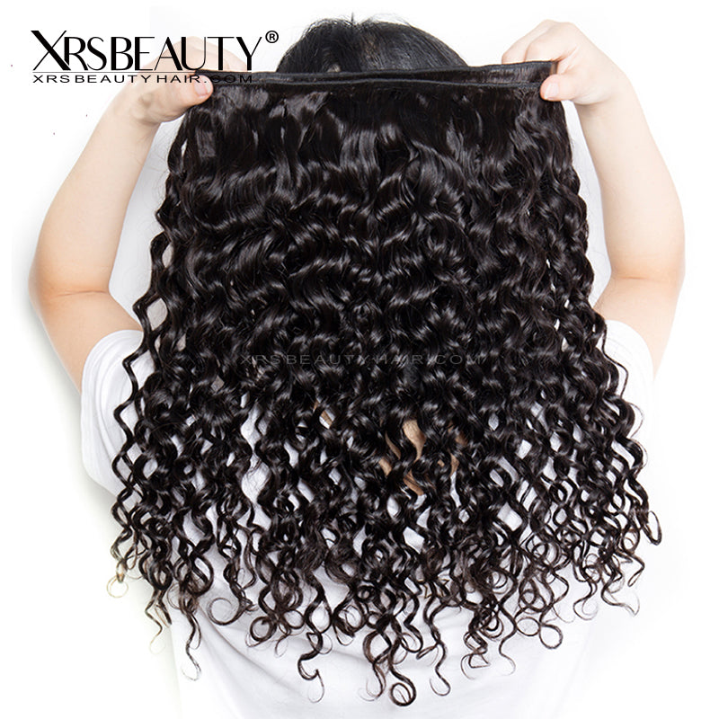 4 Human Hair Water Wave Bundles With 13x4 Lace Frontal [FW04]